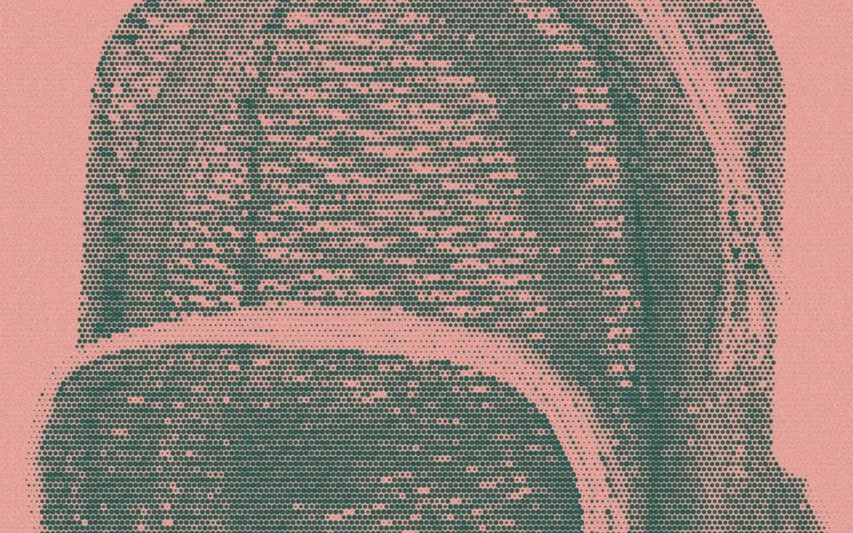 Mesh Mini Backpack detail with a bold duotone Paper halftone treatment