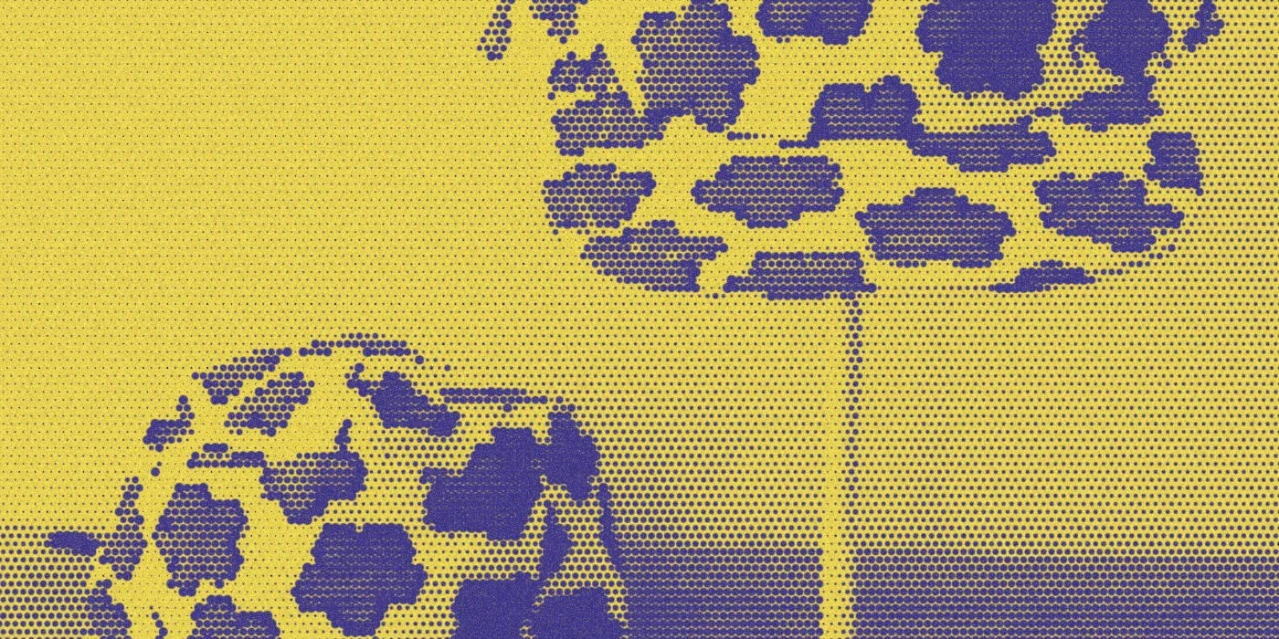 5-panel hat detail with a bold duotone Paper halftone treatment