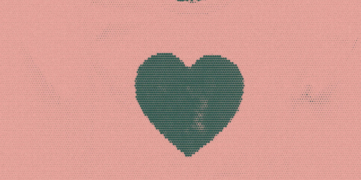 The Everyday Heart Tee detail with a bold duotone Paper halftone treatment