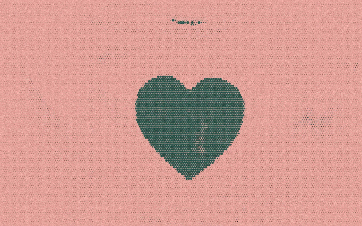 The Everyday Heart Tee detail with a bold duotone Paper halftone treatment