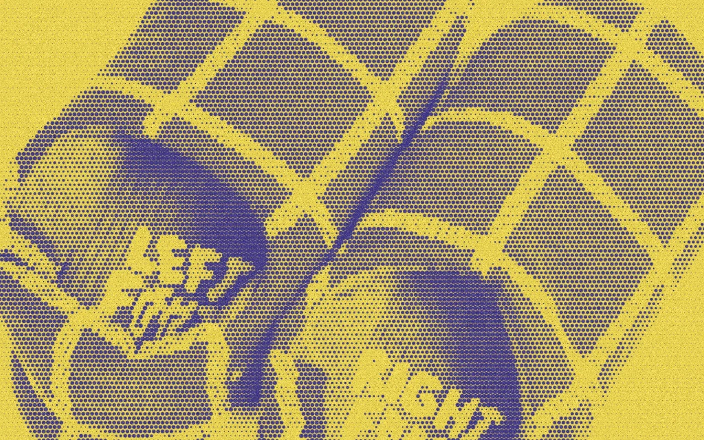 Grid Slippers detail with a bold duotone Paper halftone treatment