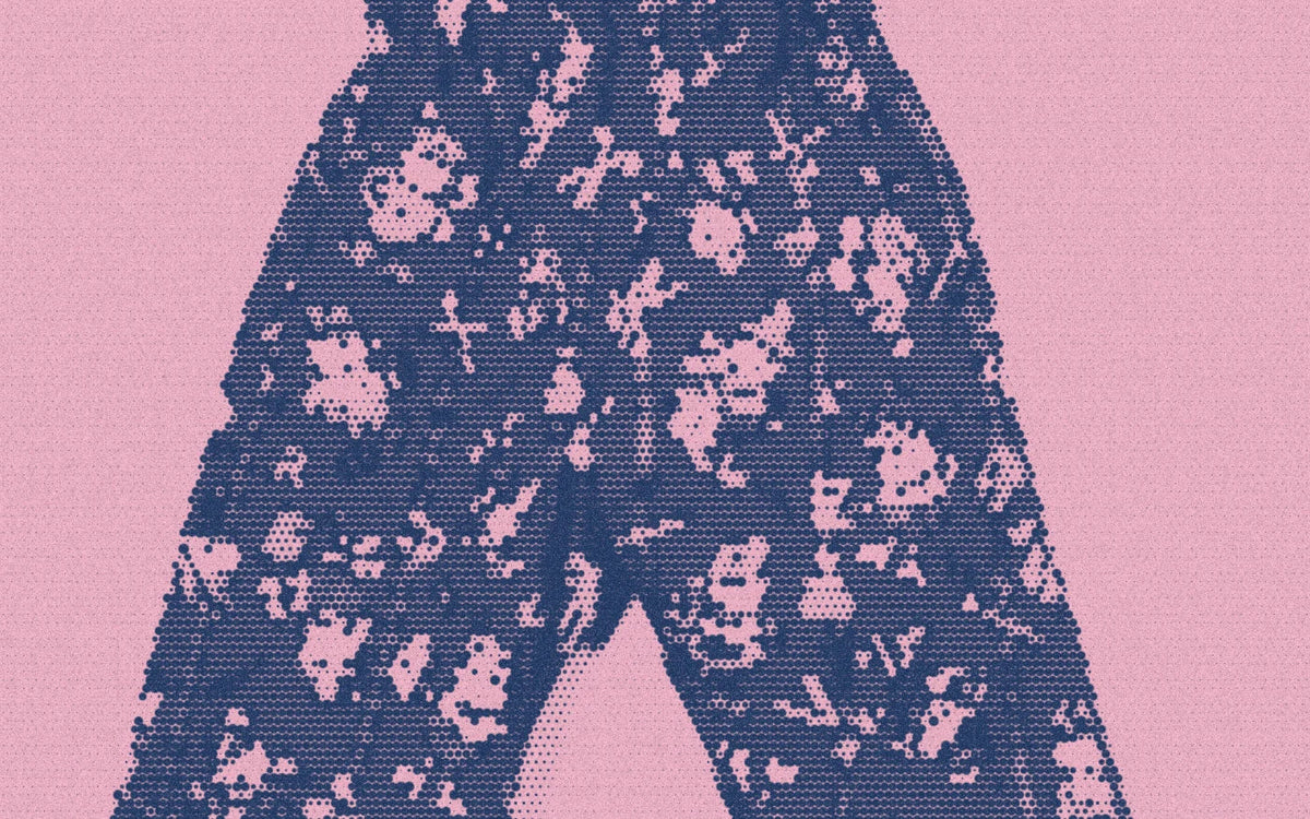 San Francisco Studio Pants: Art Club Red detail with a bold duotone Paper halftone treatment