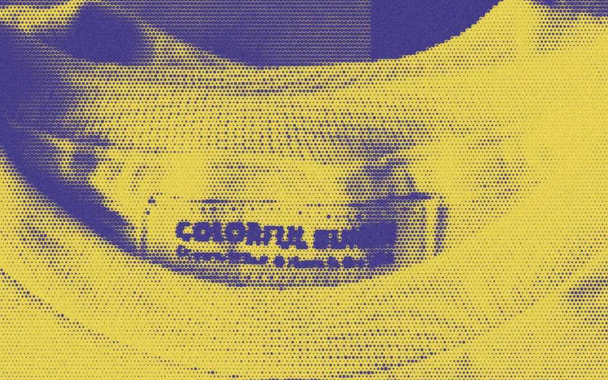 Cotton strawberry tee neckline and sewn-in fabric label; a bold Paper halftone photo treatment