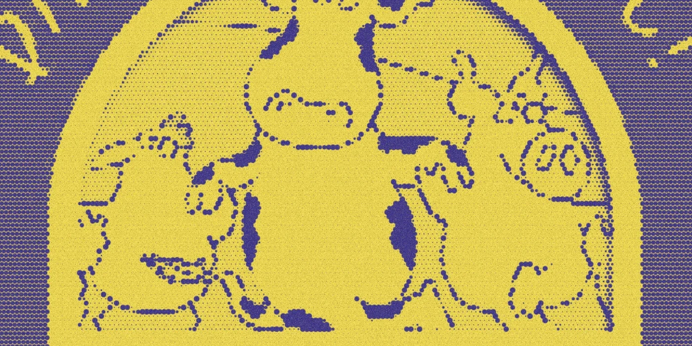 Dancing farm animals from the Barnyard Dance! cover, cropped with a bold purple-and-yellow Paper halftone treatment.