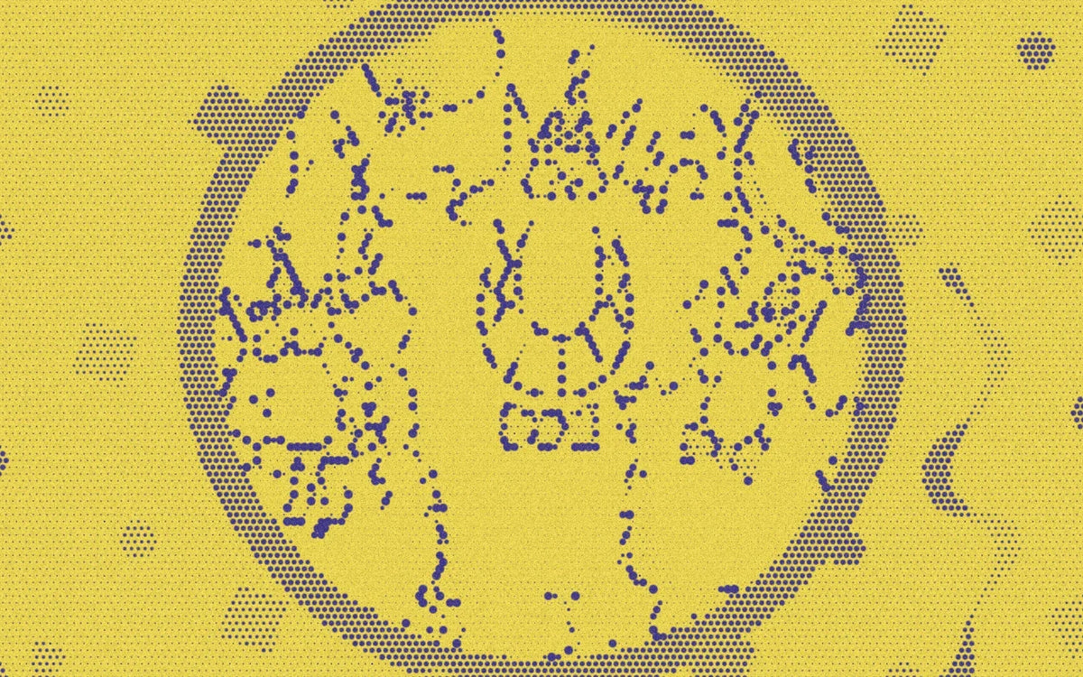 Birthday monster illustrations inside an oval, cropped with a bold purple-and-yellow Paper halftone treatment.