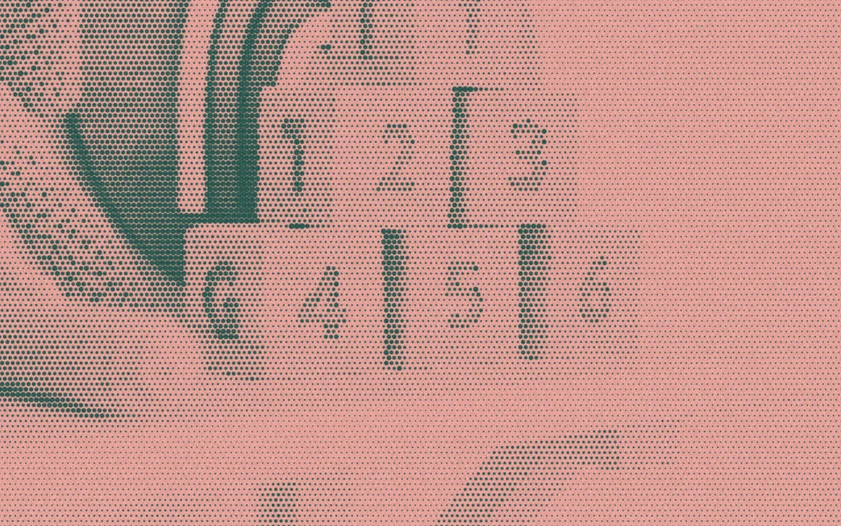 Stacked wooden numeral blocks, cropped with a bold forest-and-peach Paper halftone treatment.