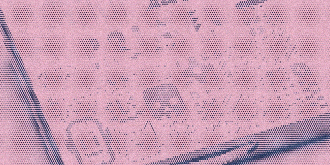 Modular shape illustrations on a PRIXEL kit box, cropped with a bold navy-and-pink Paper halftone treatment.