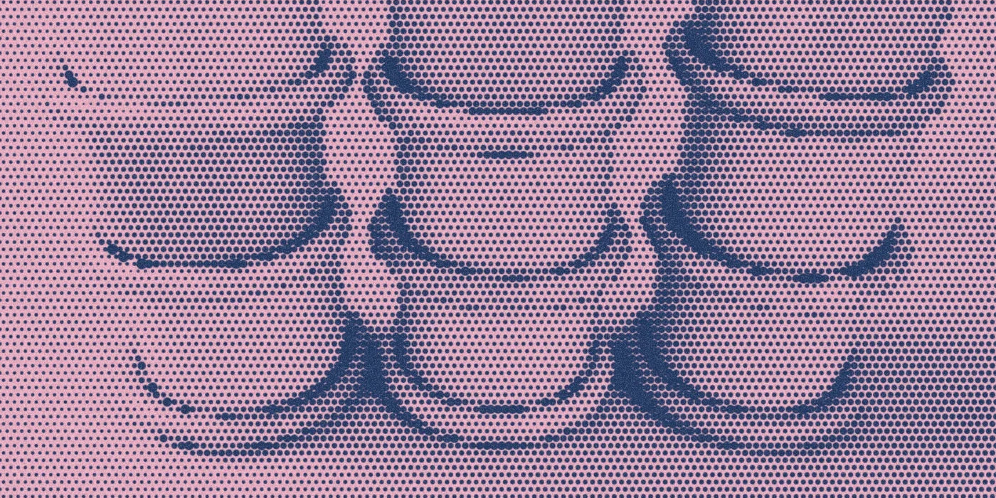 Three stacks of small planters and their trays in a dramatic navy-and-pink Paper halftone image.