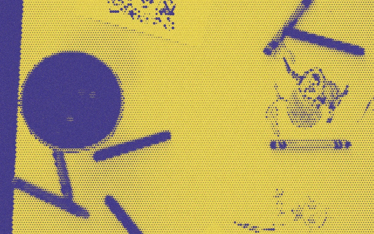 The Colorful Bunch coloring table in a bold purple-and-yellow Paper halftone treatment.