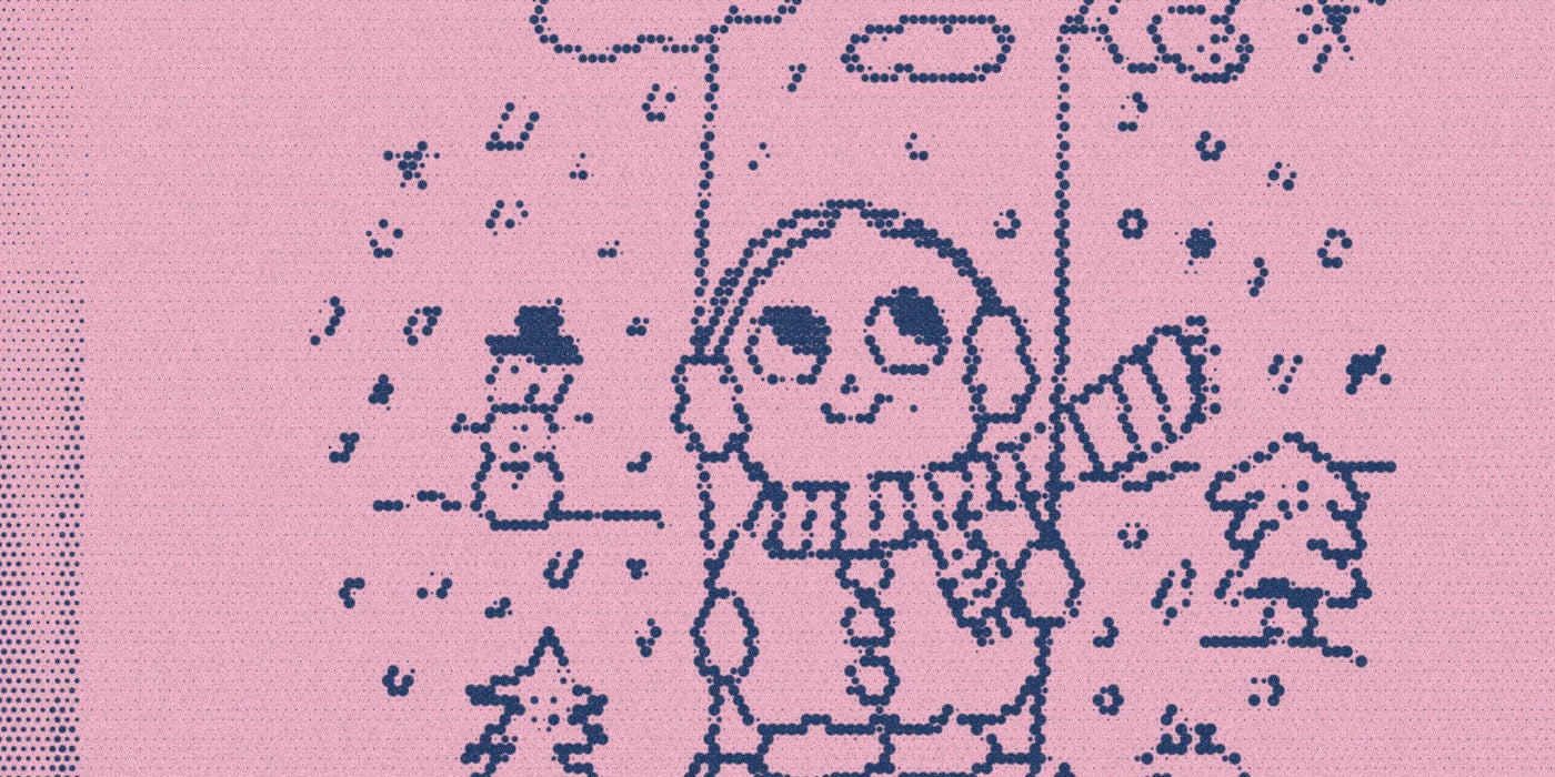Illustrated Color-In Holiday Card, with a bold halftone treatment