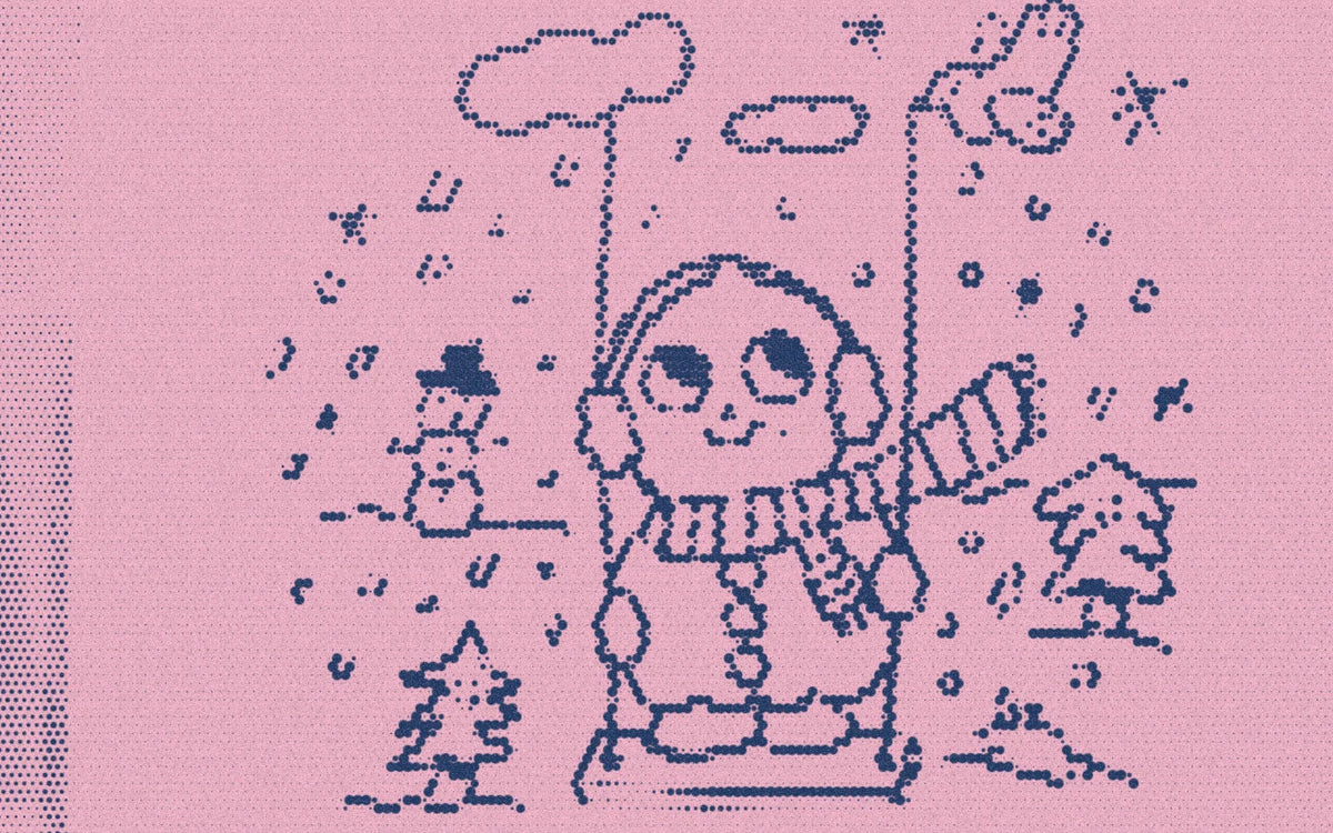 Illustrated Color-In Holiday Card, with a bold halftone treatment