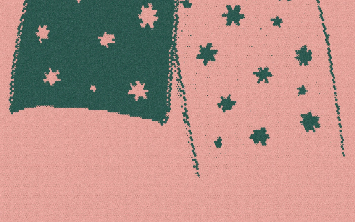Stars knitted into the Night Sky Scarf, with a bold halftone treatment