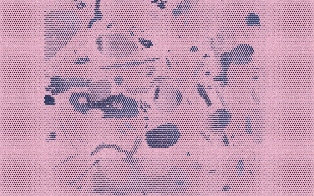Drawings on the Sketch Tote Bag, with a bold halftone treatment