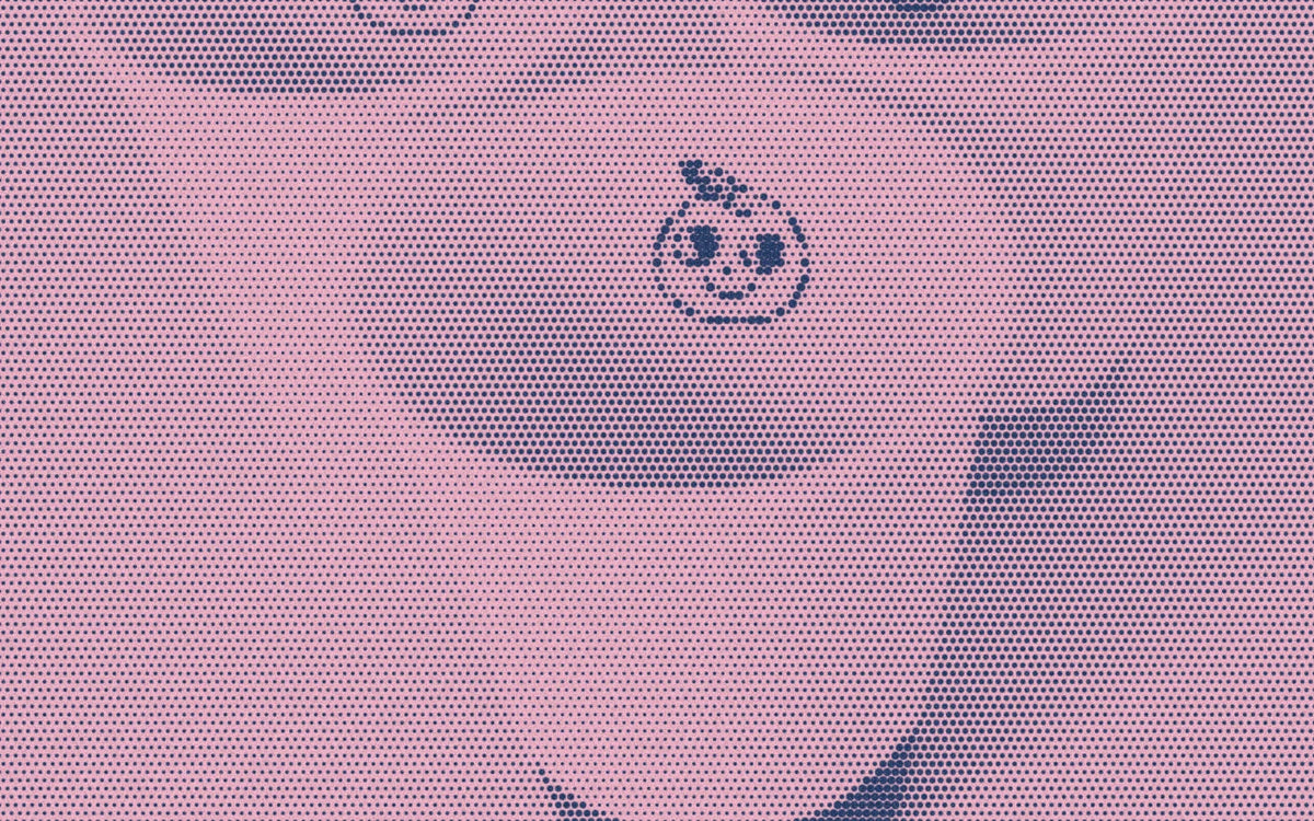 Illustrated faces inside porcelain cups, with a bold halftone treatment