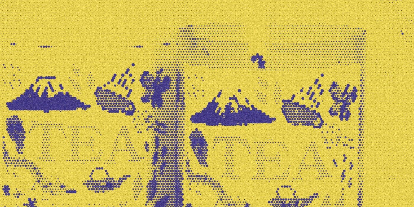 Tea candle and its illustrated packaging, with a bold halftone treatment