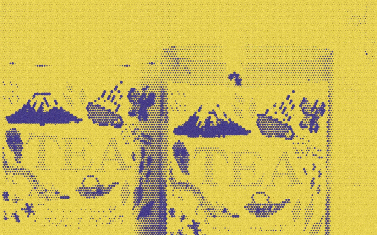 Tea candle and its illustrated packaging, with a bold halftone treatment