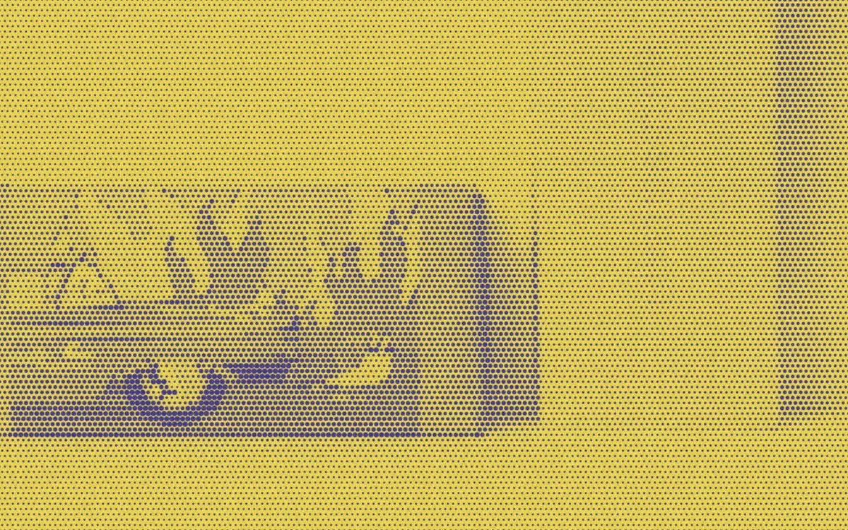 Surboom soap packaging beside the soap bar, with a bold halftone treatment