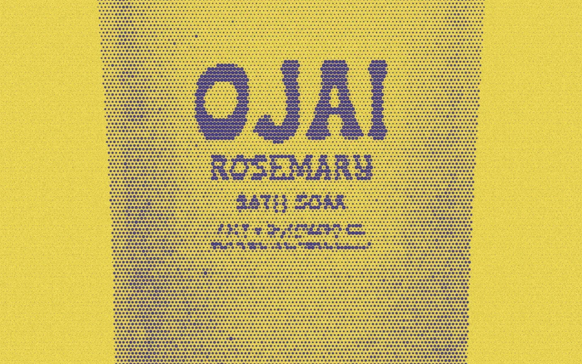 Ojai rosemary bath soak in a paper pouch, with a bold halftone treatment