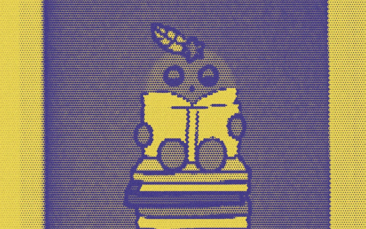 Books and a character pictured in a Favorite Moments print, with a bold halftone treatment