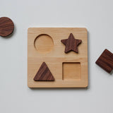 Wooden Shapes Puzzle for Children • Solid Wood Toddler Toy