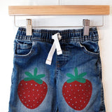 Upcycled 365 Kids Shorts – Size 4, Screen-Printed Strawberry Design