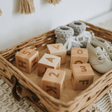 Modern Handmade Wooden Alphabet and Numeral Blocks - Maple