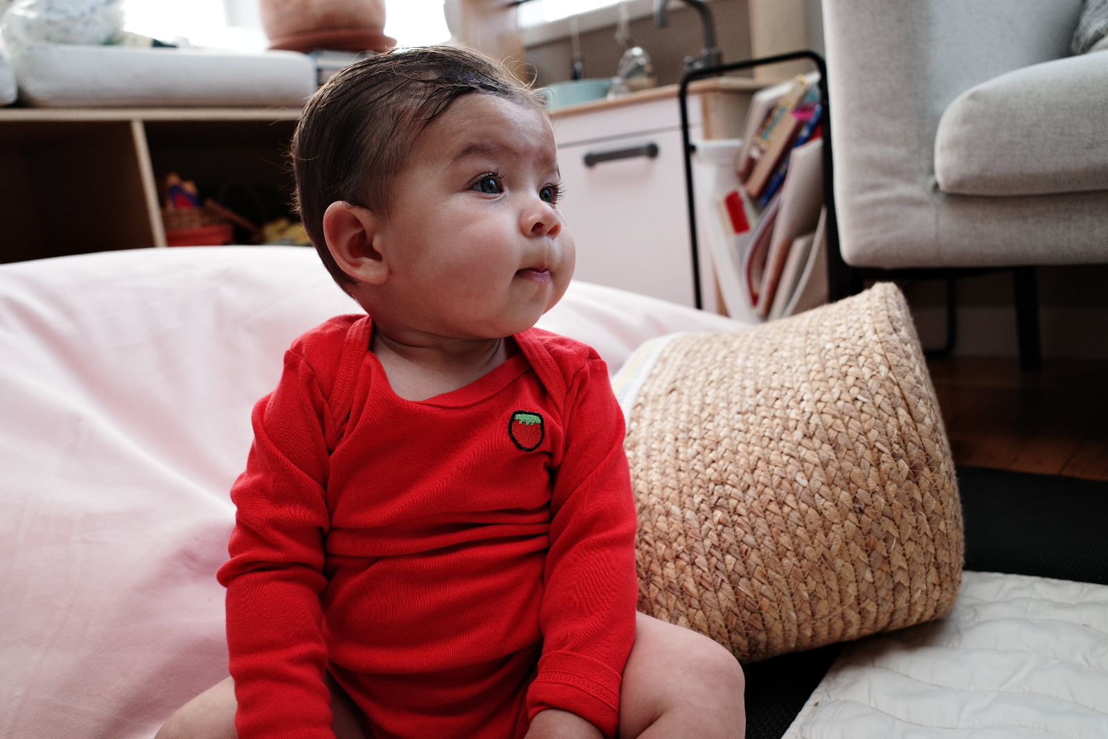 bright red onesie bodysuit